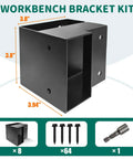 Heavy Duty Steel 2x4 Corner Bracket Kit For DIY Workbenches And Garage Shelves 8 Pack With Screws And Hex Socket Sleeve