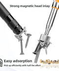 Telescoping magnetic pickup tool with 28-inch extendable shaft and textured black metal handle.