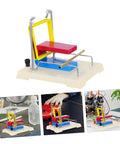 Electromagnetic Science Kit For School Labs With Coil showing coil and frame with colorful components for classroom demos.