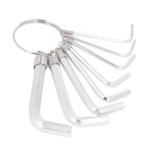Top Tier Metric Hex Key Wrench Set With Eight Tough Steel Sizes From 1.5Mm To 6Mm Perfect For Heavy Duty Garage Repairs And Auto Mechanics Who Need Reliable Tools That Grip Tight Without Slipping On Any Bolt Or Nut. 8-piece steel hex keys on ring