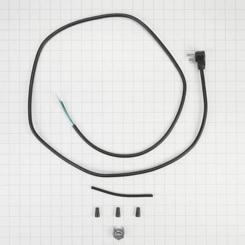 W10278923RP Genuine OEM Power Supply Kit For Dishwashers 6 Foot Black Accessory with wire nuts and strain relief visible.