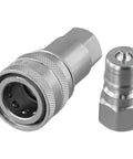 Top Tier Heavy Duty Hydraulic Quick Connect Coupler M16x1.5 Female Thread Fitting Carbon Steel High Pressure Auto Lock Seal Slick Push Mechanism No Leak Boss For Rigged Up Jobsite Equipment And Tool Accessories Made To Last Durability. hydraulic coupler set