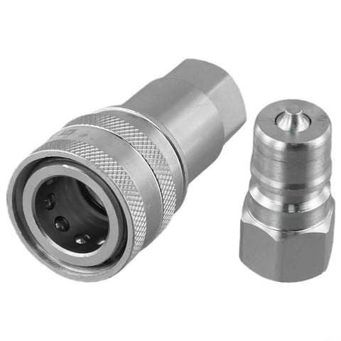 Top Tier Heavy Duty Hydraulic Quick Connect Coupler M16x1.5 Female Thread Fitting Carbon Steel High Pressure Auto Lock Seal Slick Push Mechanism No Leak Boss For Rigged Up Jobsite Equipment And Tool Accessories Made To Last Durability. hydraulic coupler set