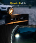 Magnetic Work Light Two Pack With IPX4 Waterproof, 4000mAh Battery, 360 Degree Rotating Design used outdoors at night