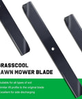 Premium 42 Inch Timecutter Mower Blades 2 Pack For 42 Inch Deck Replacement 110-6568-03 visible in angular view.