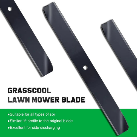 Premium 42 Inch Timecutter Mower Blades 2 Pack For 42 Inch Deck Replacement 110-6568-03 visible in angular view.