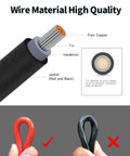 Cross-section of wire showing components, pure copper core, insulation with jacket, part of All-In-One 7-In-1 Solar Panel Connector Kit