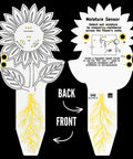Front and back of flower-shaped PCB in Soil Moisture Sensor Kit For Beginners DIY Light Up Plant Water Indicator.