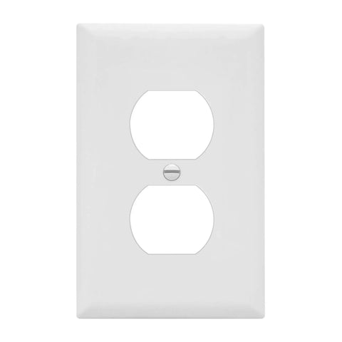 Mid Size Duplex Outlet Wall Plate 1-Gang Cover Built To Last Polycarbonate Thermoplastic, Impact and Heat Resistant, UL Listed, White Finish