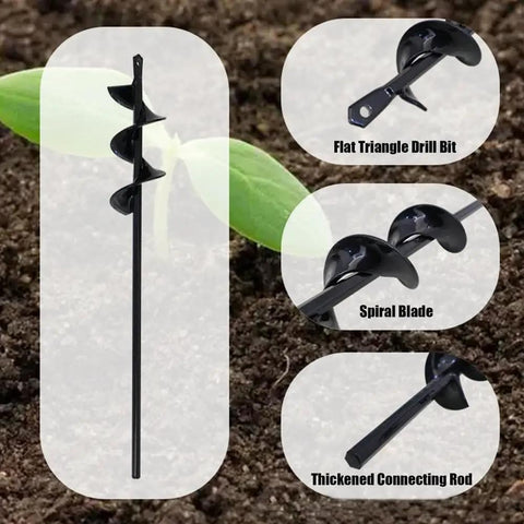 Rapid Planting Auger Drill Bit For Gardens Two By Eight Point Seven Inch Size With Three Eighth Inch Hex Drive showing design details