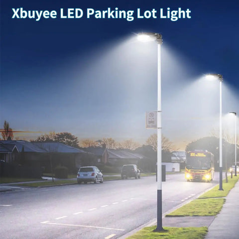 Power Saving 150W LED Parking Lot Light With Dusk To Dawn Sensor illuminating a street