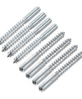 Rock Solid M6 Hanger Bolts Double Ended Hardware With Self Tapping Wood Screws And Machine Threads Zinc Plated Carbon Steel set of eight.