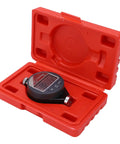 Top Shelf Digital Durometer Shore Hardness Tester Featuring LCD Screen in red case, tool for measuring rubber and plastics.