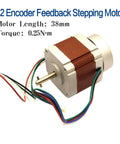 Rock Solid Stepper Motor Nema 17 42x42mm 1.8 Degree 2 Phase 4 Wire 5mm Shaft for CNC Machines And 3D Printers Quiet Smooth High Precision Performance Pro, 38mm motor with encoder feedback and wire leads
