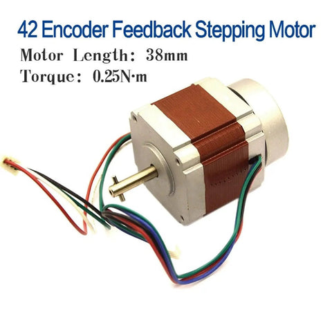 Rock Solid Stepper Motor Nema 17 42x42mm 1.8 Degree 2 Phase 4 Wire 5mm Shaft for CNC Machines And 3D Printers Quiet Smooth High Precision Performance Pro, 38mm motor with encoder feedback and wire leads