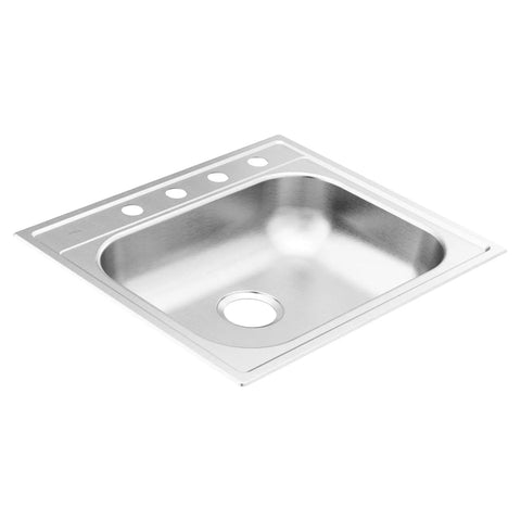 2000 Series 25 Inch 20 Gauge Drop In Stainless Steel Kitchen Sink With Rear Drain Quick Mount Noise Shield Built To Last Easy Install Single Bowl For Quiet Durable Kitchen Cleanup