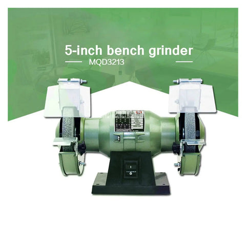 5-Inch Multi-Function Bench Grinder With Electric Knife Sharpener For DIY And Craft Projects displaying compact design and grinding wheels.