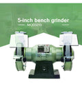 Multi Function Electric Bench Grinder Featuring Slick 5 Inch Polishing Grinding Wheel Plus Hella Reliable Knife Sharpener Tool Top Shelf 120 Watt Desktop Abrasive Polisher, 5-inch size with protective shields.