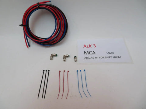 Top Grade USA Assembled Transmission Air Line Kit For Mack Trucks Featuring Three 10 Foot Colored Hoses And Swivel Push In Fittings, coiled kit