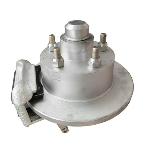 10 Inch Mechanical Disc Brake Trailer Hub And Stub Half Axle Set With Sealed Bearings 5 On 114.3mm Bolt Pattern, showing top view with brake components.