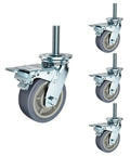 Heavy Duty Swivel Caster With Double Locking Brake, Easy Rollin Quiet Rubber Wheel, M20 Threaded Stem, Rock Solid Rolling Lock For Shop Carts And Home Furniture, Set Of Four displayed at different angles.
