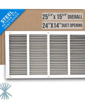 Beefy Steel Return Air Grille For 24x14 Duct Opening, White Vent Cover For Sidewall Or Ceiling with packaging and screws