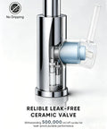 Close-up of OWOFAN Chrome Kitchen Faucet with Pull Down Sprayer ceramic valve showcasing leak-free design.