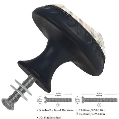 Four Pack Spring Flowers Chickens Fence Round Cabinet Knobs In Black For Dresser Drawers And Kitchen Cabinets With Easy Single Hole Install Rustic Farmhouse Vibe Drawer Pulls For A Dope Everyday Look showing side view and screw details
