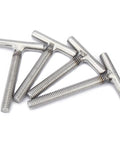Hardcore 304 Stainless Steel T Slotted Screws And Weld On Studs M6 X 60MM Cylindrical Threaded Fasteners in T shape.