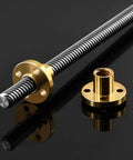 12Mm Lead Screw With Brass Nut, 500Mm Long, Acme Thread, 2Mm Lead, 2Mm Pitch, One Start, Precision Screw For 3D Printer Z Axis And CNC Machines