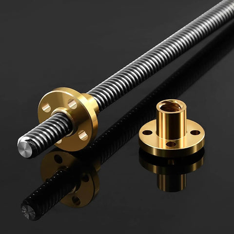 12Mm Lead Screw With Brass Nut, 500Mm Long, Acme Thread, 2Mm Lead, 2Mm Pitch, One Start, Precision Screw For 3D Printer Z Axis And CNC Machines
