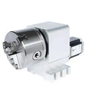 100Mm Center Height Cnc Rotary A Axis 4-Jaw Chuck Paired With Nema23 Stepper Motor for precise machining applications.