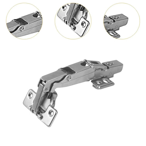No Squeak Soft Close Hydraulic Cabinet Hinge with Foldable Quiet Corner Hinge for Frameless Cupboards in metal finish