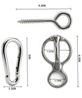 Heavy Duty Stainless Steel Horse Tie Ring With Eye Bolt And Quick Snap, dimensions included, for safe humane tethering