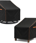 Heavy Duty 600D Outdoor Chair Covers Waterproof for Swivel, Lounge, Rocking and Adirondack Chairs, Black, 2 Pack, Side View