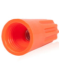 Close-up of an orange electrical wire connector, part of Orange Electrical Wire Connector Screw Terminal Kit 500 Pack Cone Shaped No Fuss Twist On UL Listed RoHS Compliant Great For Home Lighting Projects Accommodates Up To Four 16 AWG Wires And One 20 AWG.