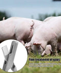 Stainless Steel Pig Ear Tag Pliers For Farm Animals Identification Tool V Shape Lightweight And Durable with pig herd in background