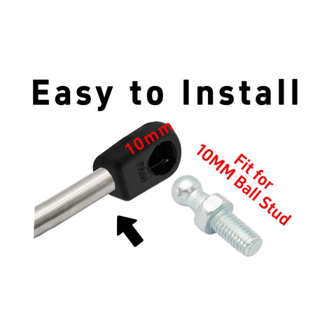 Four Pack 10mm Stainless Steel Ball Studs With M8 Thread And Half Inch Long Shank For Quick Easy Install On Universal Gas Lift Struts And Ball Joint End Fittings Hardware Silver, 10mm fit