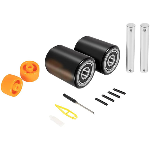 Front Load Pallet Jack Wheels Replacement Kit For PTH50, Pair Front Load Rollers 2.78 By 3.75 Inch, Preinstalled Bearings And Axles