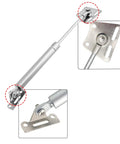 Dual 200N 45Lb Gas Struts For Heavy Lids, 10 Inch Soft Close Gas Spring Hinges, chrome plated finish, close-up views