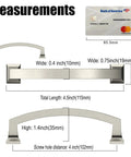 Brushed Satin Nickel Cabinet Pulls 4 Inch 102mm Hole Center Kitchen Cabinet Handles measurements showing length and width details
