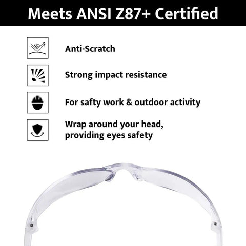 Smoke Safety Glasses With Polycarbonate Lenses, 12 Pairs Per Box, Tough Impact Resistant Eyewear, ANSI Z87 Plus Certified shown
