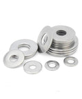 100-Piece 304 Stainless Steel Flat Washer Set Assortment With Inner Diameters From M1.6 To M30 And Multiple Outer Diameters Durable Gasket Kit For Mechanical Automotive And Home Hardware Projects, assorted washers