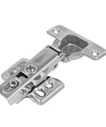 Top Rated 304 Stainless Steel Cabinet Concealed Hinges Full Overlay Cupboard Door Hardware silver tone hinge angled view