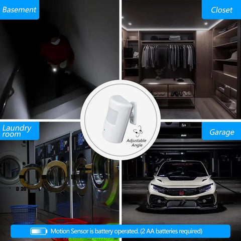 Plug In Wireless Motion Activated Light Controller With No Wiring, Adjustable Detection Range Up To 39 Feet, 120 Degree Field Of View, Always On Timer And Light Sensor, Motion Detector And Plug Set, 2 Pack in multiple room setup.