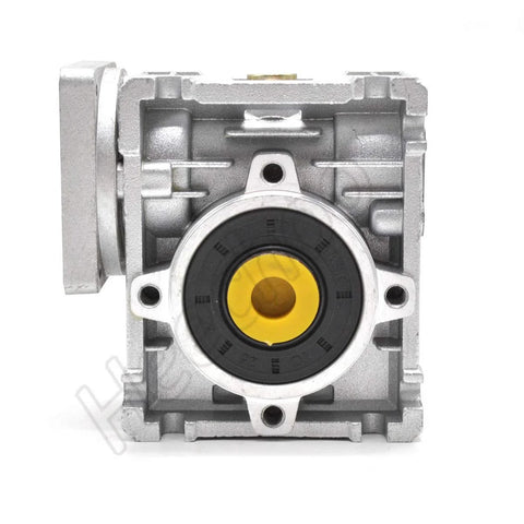 worm gearbox speed reducer NMRV-030 with 80:1 ratio for stepper motors and servo systems, argentate finish, NEMA23 compatible