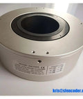 Side view of Absolute Encoder APAL190H80 12 GM24BR High Precision Rotary Encoder With Unlimited Pulse Counting, silver finish.
