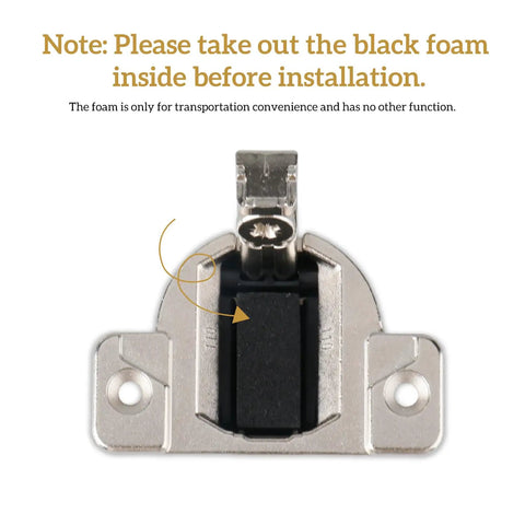 8 Pack Self Closing Cabinet Hinges Replacement, 110 Degree Concealed Pivot Hinges For Kitchen Cabinetry, showing hinge with black foam