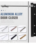 Automatic Door Closer Heavy Duty Aluminum Alloy Mount With Adjustable Arm, wall mounted with multiple color options
