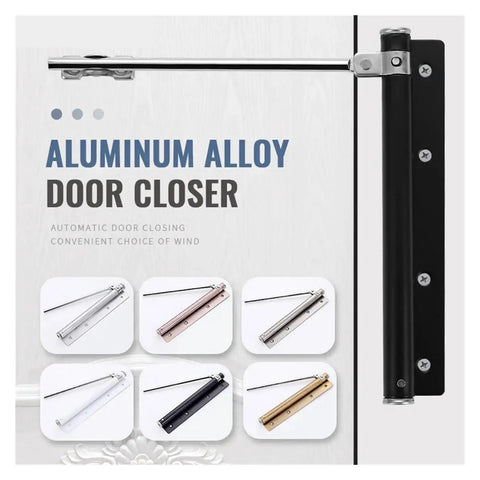 Automatic Door Closer Heavy Duty Aluminum Alloy Mount With Adjustable Arm, wall mounted with multiple color options